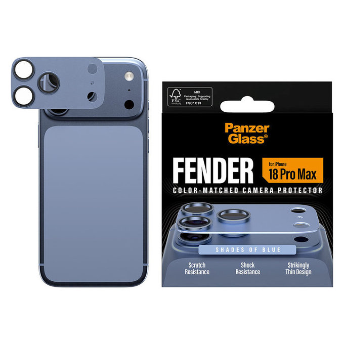 Προστατευτικό καλύμματος φακού Fender για iPhone 18 Pro Max, Italian Blue, PanzerGlass