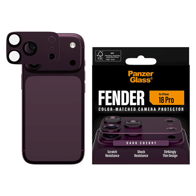 Προστατευτικό καλύμματος φακού Fender για iPhone 18 Pro, Dark Cherry, PanzerGlass