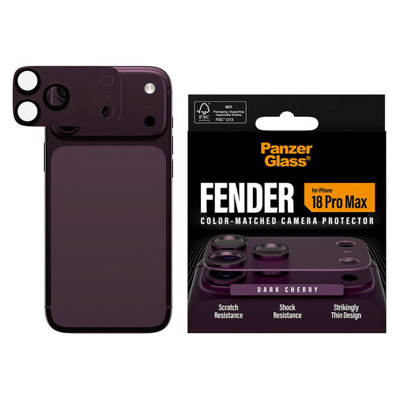 Προστατευτικό καλύμματος φακού Fender για iPhone 18 Pro Max, Dark Cherry, PanzerGlass