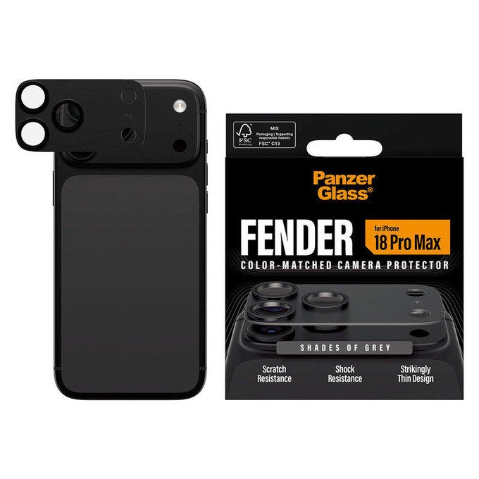 Προστατευτικό καλύμματος φακού Fender για iPhone 18 Pro Max, Shades of Grey, PanzerGlass