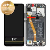 Συγκρότημα οθόνης με μπαταρία για Huawei P Smart Plus (Nova 3i), 02352BUE, Μαύρο, Black, Service Pack