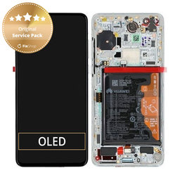 OLED/LCD Display Assembly με Battery για + Fingerprint Sensor Huawei P40 | 02353MFW | Ice White | Silver Frost | Service Pack