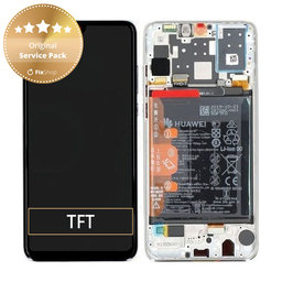 OLED/LCD Display Assembly με Battery για Huawei P30 Lite (2020) | 02352PJN | Pearl White | Service Pack