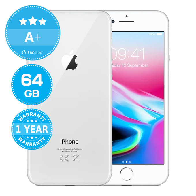 Apple iPhone 8 Silver 64GB A+ Ανακατασκευασμένο