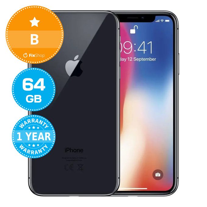 Apple iPhone X Space Gray 64GB B Ανακατασκευασμένο