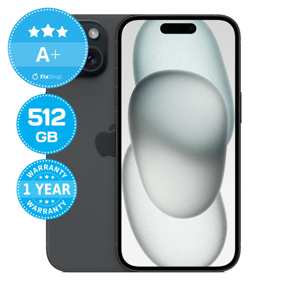 Apple iPhone 15 Black 512GB A+ Ανακατασκευασμένο