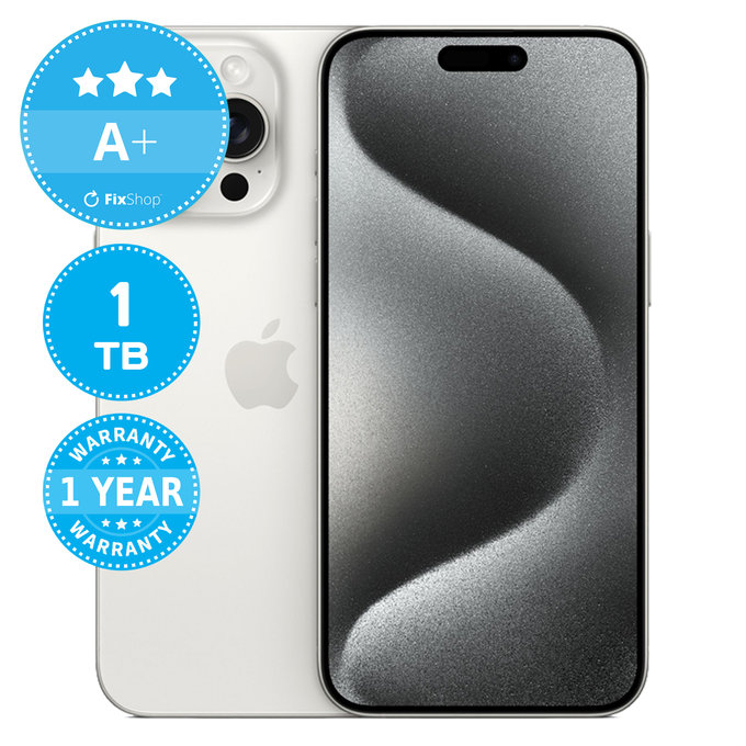 Apple iPhone 15 Pro Max White Titanium 1TB A+ Ανακατασκευασμένο