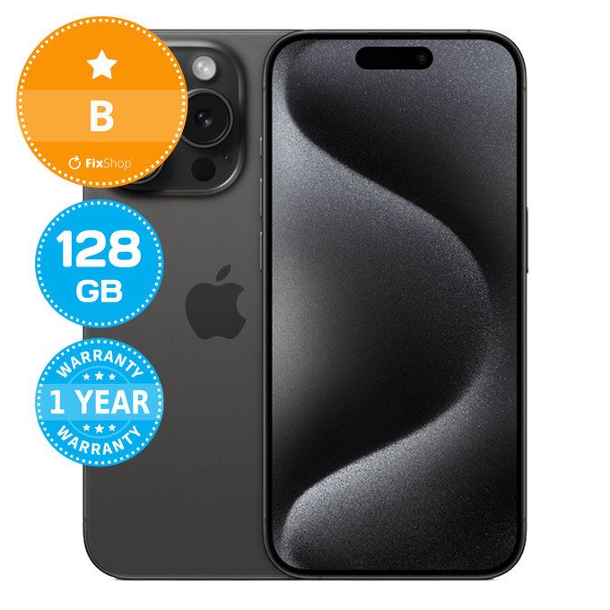 Apple iPhone 15 Pro Black Titanium 128GB B Ανακατασκευασμένο