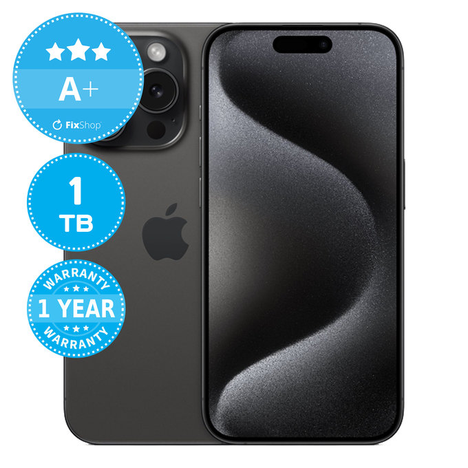 Apple iPhone 15 Pro Black Titanium 1TB A+ Ανακατασκευασμένο