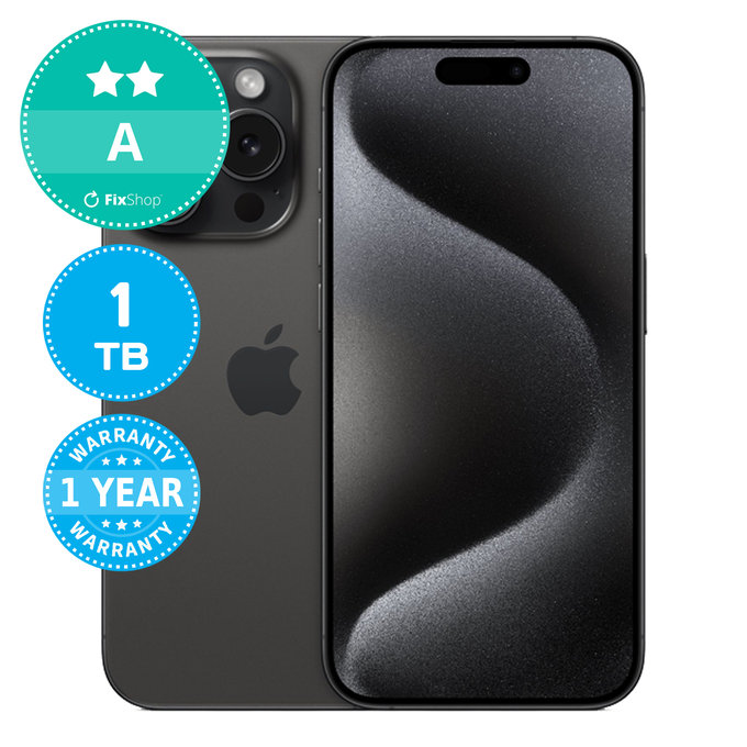 Apple iPhone 15 Pro Black Titanium 1TB A Ανακατασκευασμένο
