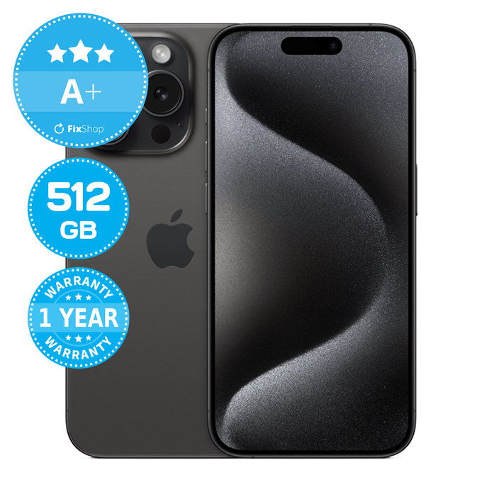 Apple iPhone 15 Pro Black Titanium 512GB A+ Ανακατασκευασμένο