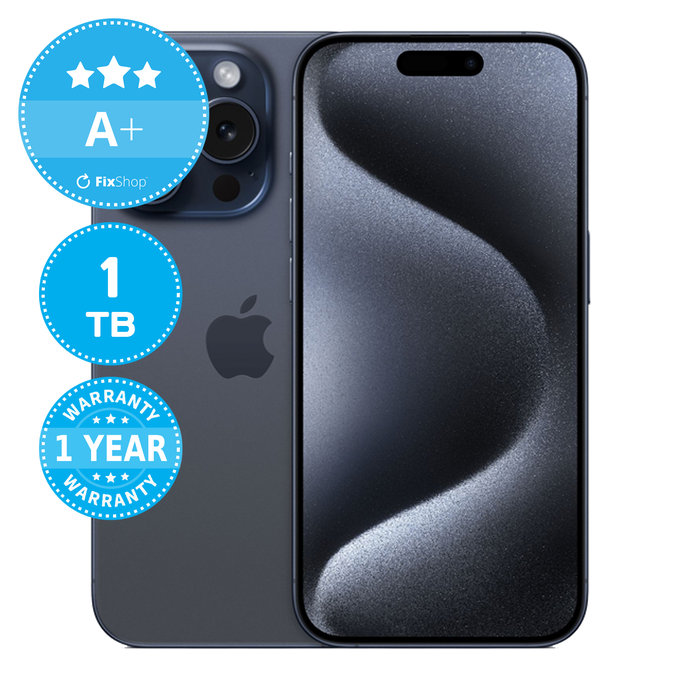 Apple iPhone 15 Pro Blue Titanium 1TB A+ Ανακατασκευασμένο