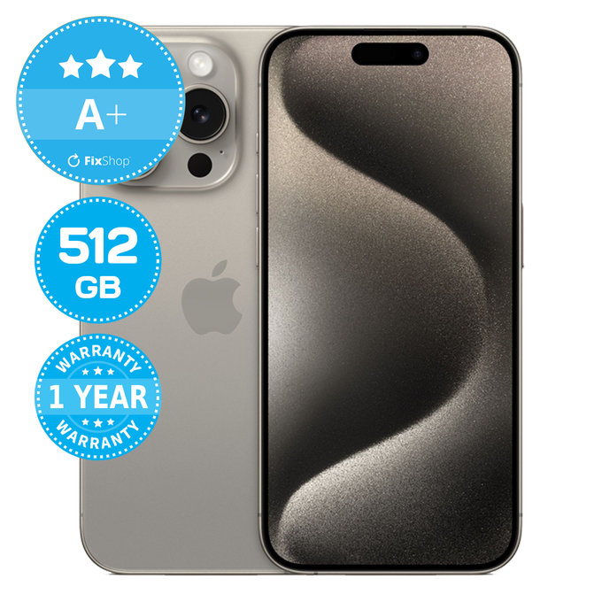 Apple iPhone 15 Pro Natural Titanium 512GB A+ Ανακατασκευασμένο
