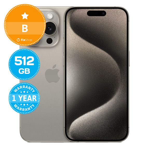 Apple iPhone 15 Pro Natural Titanium 512GB B Ανακατασκευασμένο