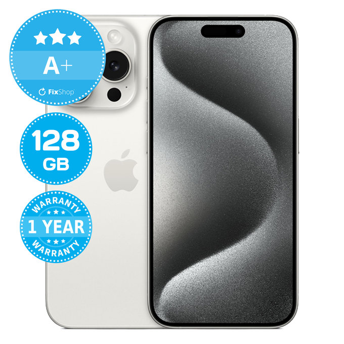 Apple iPhone 15 Pro White Titanium 128GB A+ Ανακατασκευασμένο