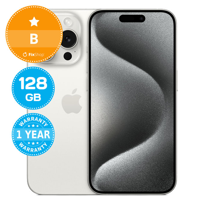 Apple iPhone 15 Pro White Titanium 128GB B Ανακατασκευασμένο
