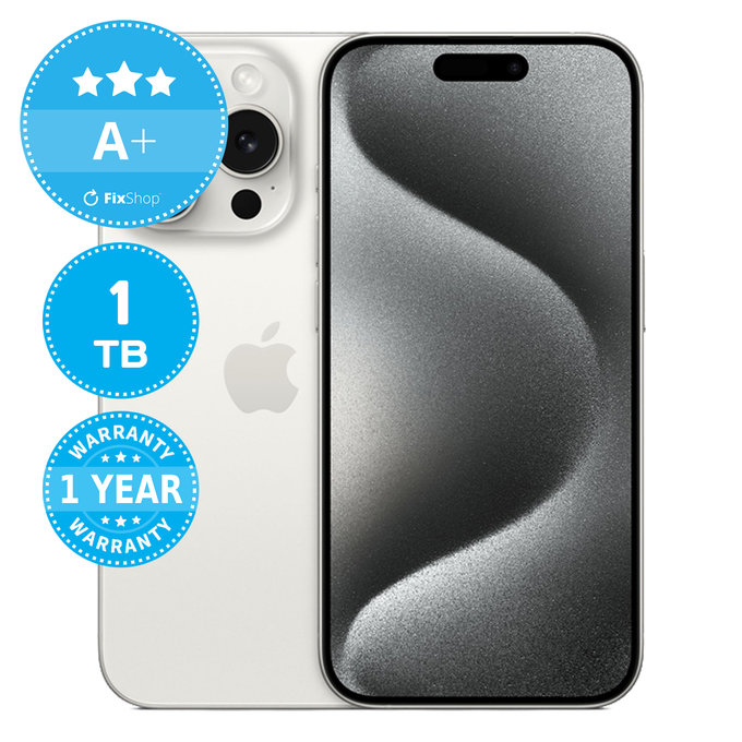Apple iPhone 15 Pro White Titanium 1TB A+ Ανακατασκευασμένο