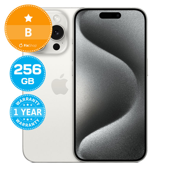Apple iPhone 15 Pro White Titanium 256GB B Ανακατασκευασμένο