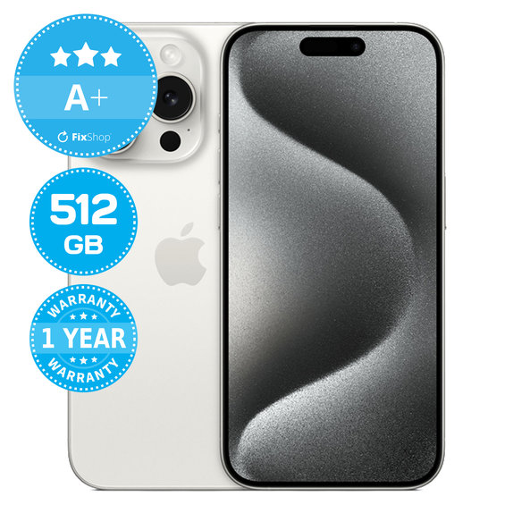 Apple iPhone 15 Pro White Titanium 512GB A+ Ανακατασκευασμένο