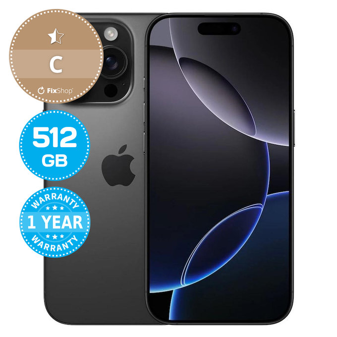 Apple iPhone 16 Pro Black Titanium 512GB C Ανακατασκευασμένο