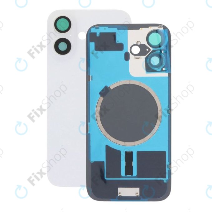 Πίσω Κάλυμμα Γυαλί + Φακός Κάμερας + Μεταλλική Πλάκα + Μαγνήτες Magsafe για iPhone 16 | Λευκό | White