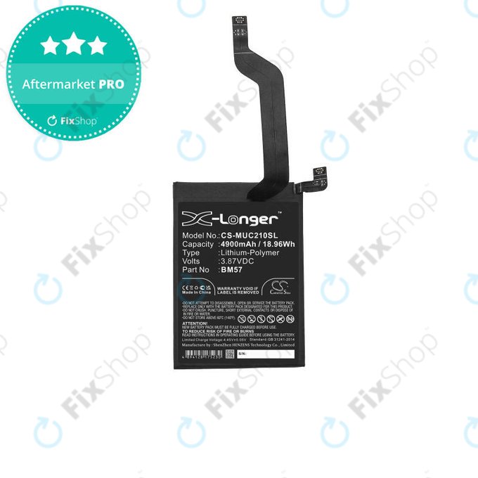 Μπαταρία για Xiaomi Redmi Note 10 Pro M2101K6G, M2101K6R, BM57, 4900mAh, HQ