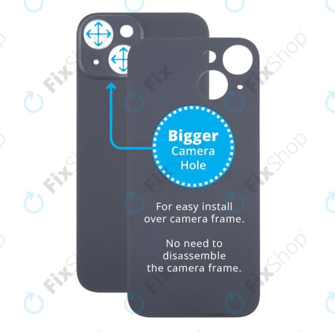 Πίσω Κάλυμμα Γυαλί με Μεγαλύτερη Τρύπα Κάμερας για iPhone 15 | Μαύρο | Black