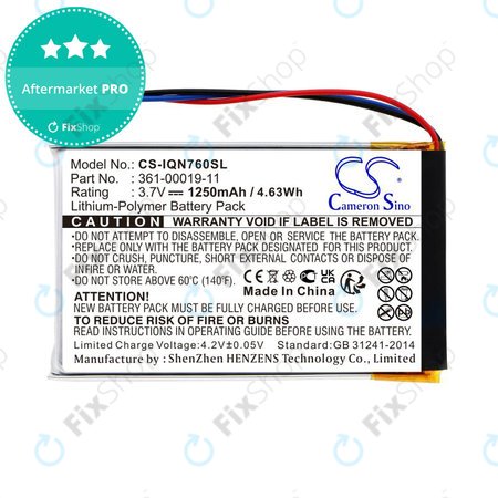 Μπαταρία για Garmin Nüvi 700, 710, 760, 765, Nuvi 3590, 1250mAh, Li-Pol, 3.7V, 361-00019-11, HQ