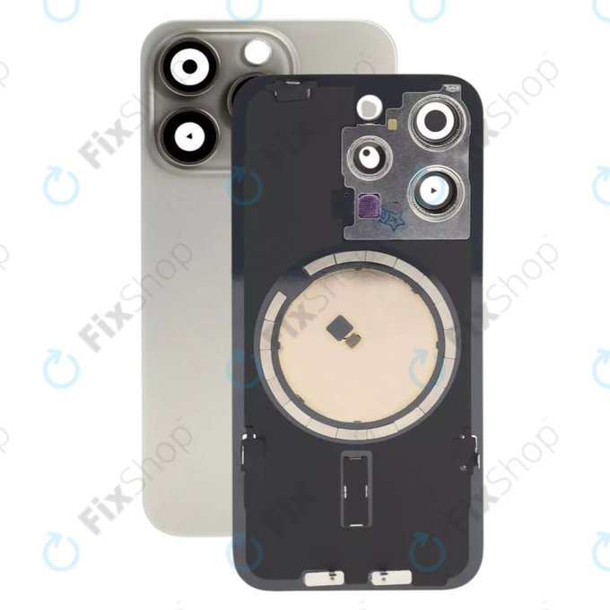 Πίσω Κάλυμμα Γυαλί + Φακός Κάμερας + Μεταλλική Πλάκα + Μαγνήτες Magsafe για iPhone 15 Pro | Natural Titanium