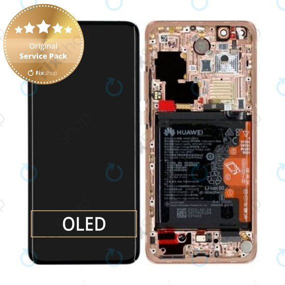 Συγκρότημα οθόνης με μπαταρία για + Fingerprint Sensor Huawei P40 Pro, 02353PJL, Blush Gold, Service Pack