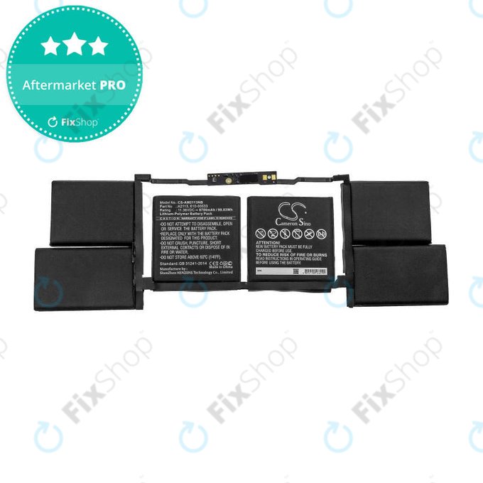 Μπαταρία για MacBook Pro 16", 2019, A2141, A2113, 8700mAh, HQ