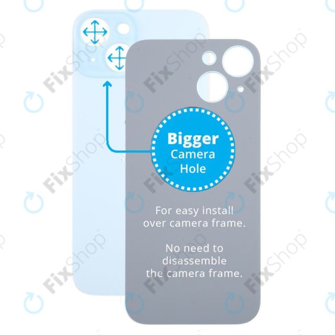Πίσω Κάλυμμα Γυαλί με Μεγαλύτερη Τρύπα Κάμερας για iPhone 15 | Μπλε | Blue