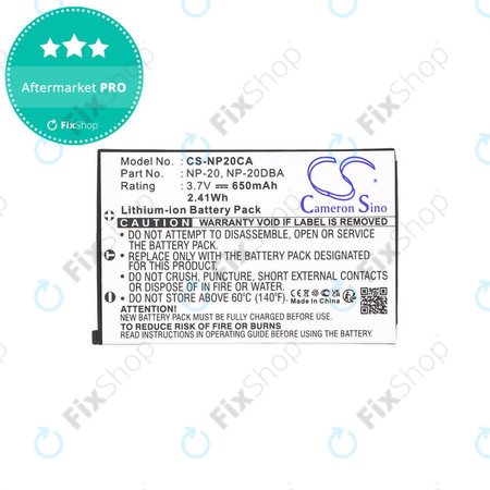 Μπαταρία για Casio Exilim Card Ex-S880, 650mAh, Li-Ion, 3.7V, NP-20, HQ