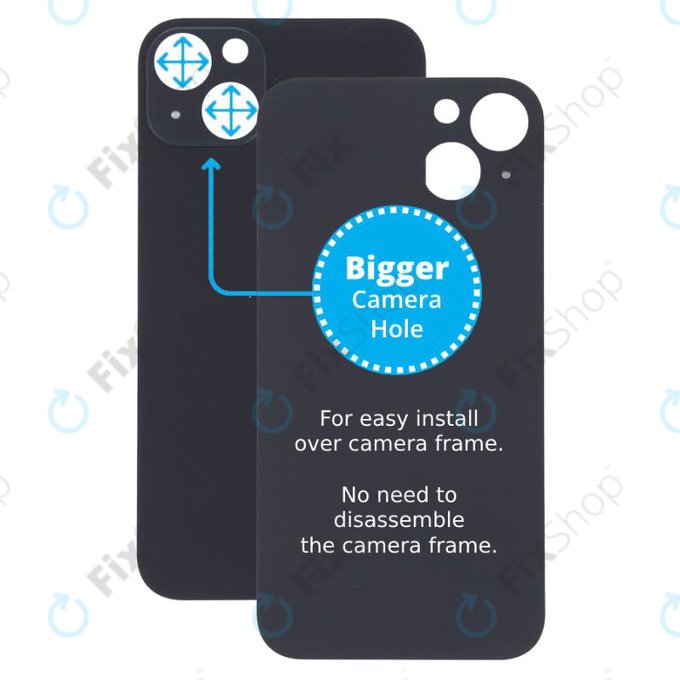 Πίσω Γυαλί με Μεγάλη Τρύπα Κάμερας για iPhone 13 | Μαυρομπλέ | Midnight