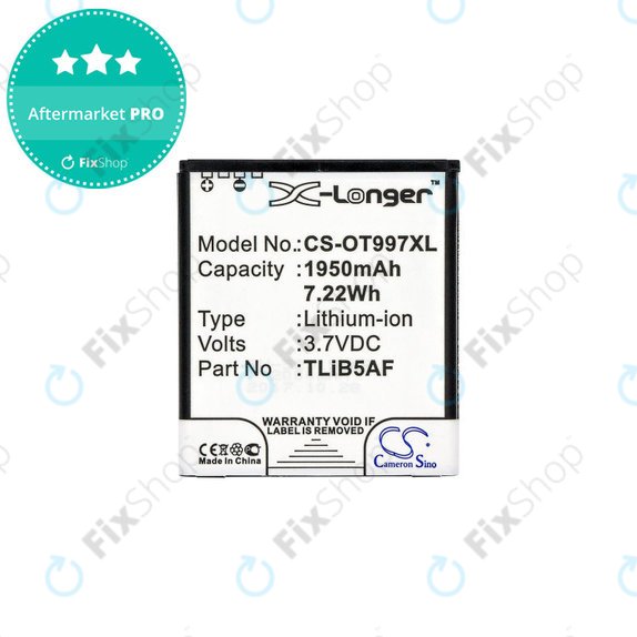 Μπαταρία για Alcatel One Touch 997, X Pop, TCL S710, S800, 1950mAh, Li-Ion, 3.7V, TLiB5AF, HQ