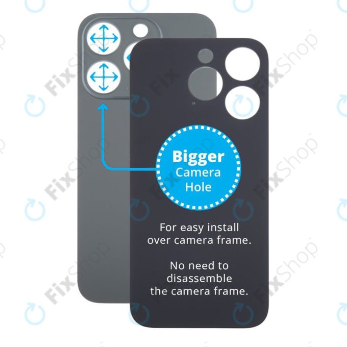 Πίσω Κάλυμμα Γυαλί με Μεγαλύτερη Τρύπα Κάμερας για iPhone 15 Pro | Black Titanium