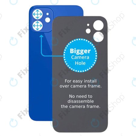 Πίσω Γυαλί με Μεγάλη Τρύπα Κάμερας για iPhone 12 | Μπλε | Blue