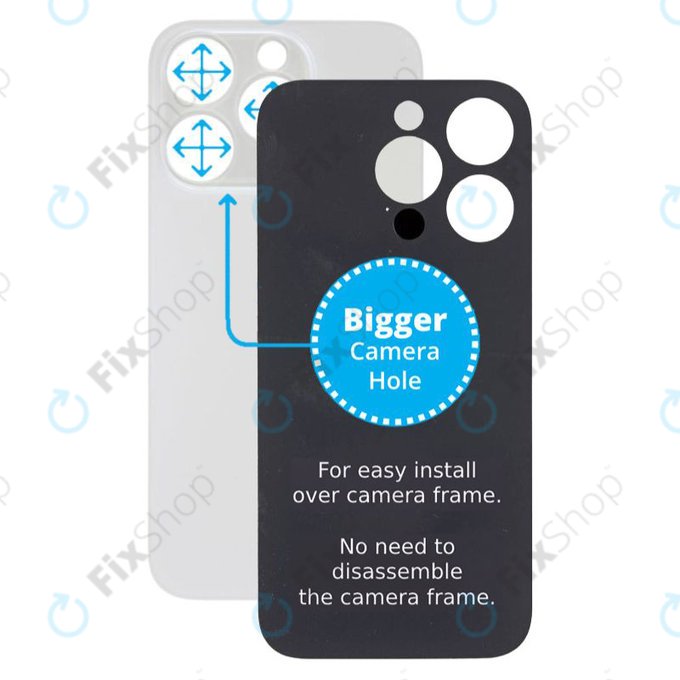 Πίσω Γυαλί με Μεγάλη Τρύπα Κάμερας για iPhone 14 Pro | Ασημί | Silver