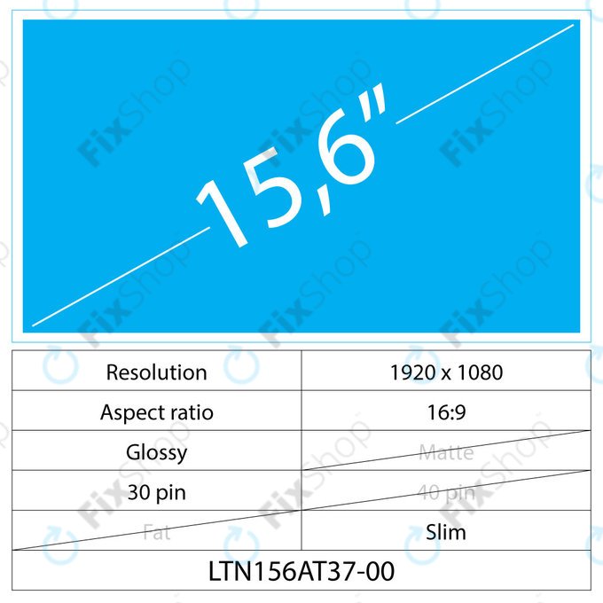 LCD Display Slim Glossy | 15.6" | 30 pin | Full HD