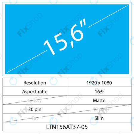 LCD Display Slim Matte | 15.6" | 30 pin | Full HD