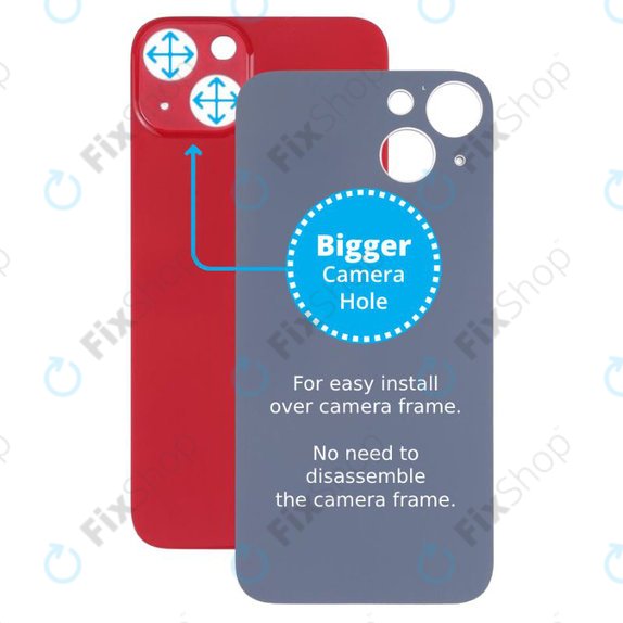 Πίσω Γυαλί με Μεγάλη Τρύπα Κάμερας για iPhone 13 | Red
