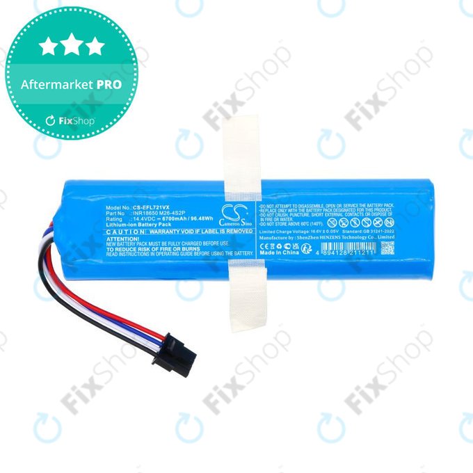 Μπαταρία για 360 S6 Pro, S9, X90, X95, Eufy Robovac L70 Hybrid, 6700mAh, Li-Ion, 14.4V, INR18650M26-4S2P, HQ