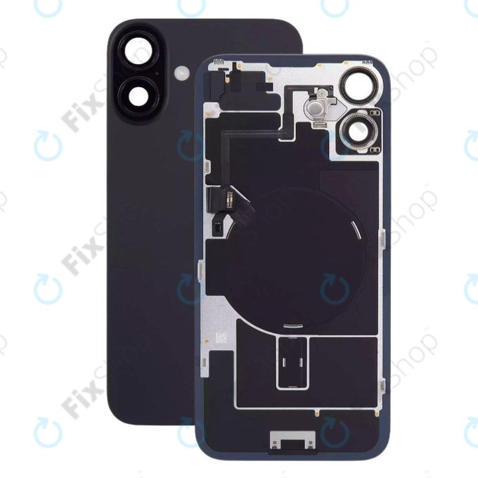 Πίσω Κάλυμμα Γυαλί + Φακός Κάμερας + Μεταλλική Πλάκα + Μαγνήτες Magsafe για iPhone 16 | Μαύρο | Black