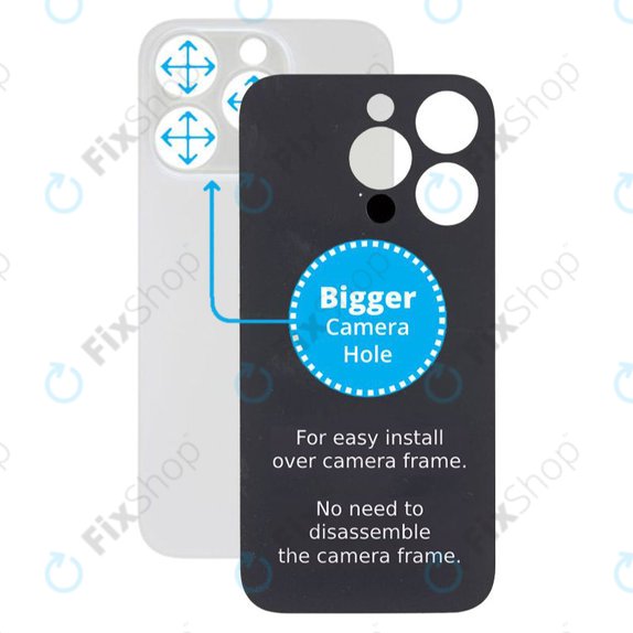 Πίσω Γυαλί με Μεγάλη Τρύπα Κάμερας για iPhone 14 Pro | Ασημί | Silver