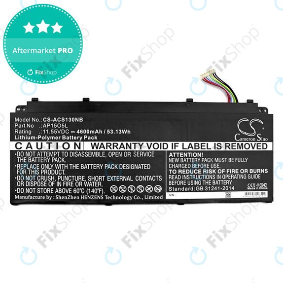 Μπαταρία για Acer Aspire S13, Chromebook R13, 4600mAh, Li-Pol, 11.55V, AP15O3K, HQ