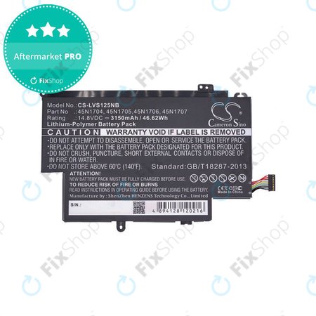 Μπαταρία για Lenovo ThinkPad Yoga 12, Yoga S1, 3150mAh, Li-Pol, 14.8V, 45N1704, HQ