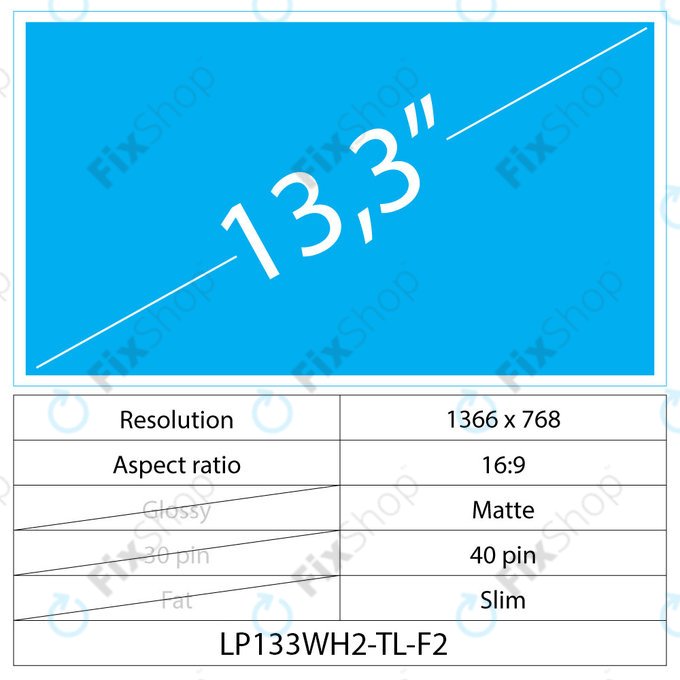 LCD Display Slim Matte | 13.3" | 40 pin | WXGA HD