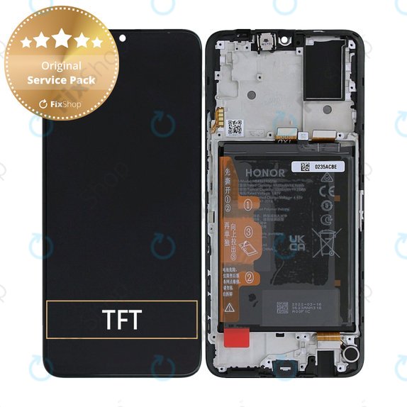 Συγκρότημα οθόνης με μπαταρία για Honor X7, CMA-LX2, 0235ACBE, Μαύρο, Black, Service Pack