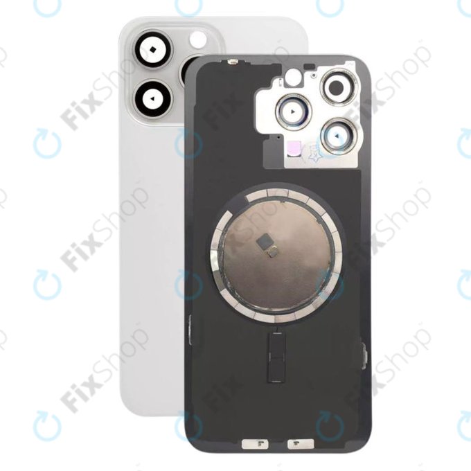 Πίσω Κάλυμμα Γυαλί + Φακός Κάμερας + Μεταλλική Πλάκα + Μαγνήτες Magsafe για iPhone 15 Pro Max | White Titanium