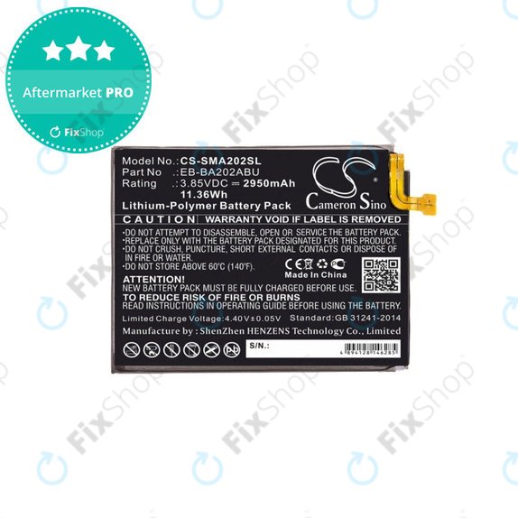 Μπαταρία για Samsung A10e, A20e A202F, 2950mAh, Li-Pol, 3.85 V, EB-BA202ABU, HQ